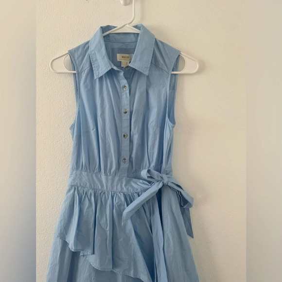 Anthropologie Maeve Asymmetrical Sleeveless Shirt Dress Preppy Boho NWT 2 - Picture 2 of 12